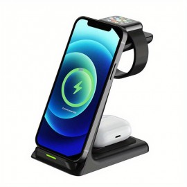 15W Wireless Charger Stand Pad For IPhone 14 13 12 11 X iWatch 3 In 1 Fast Charging Dock Station For Airpods Pro IWatch 8 7