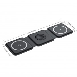 3 In 1 Wireless Charger For IPhone,Magnetic Foldable 3 In 1 Charging Station,Travel Charger For Multple Devices For IPhone 14/13/12 Series,AirPods 3/2/Pro,iWatch(Adapter Included)