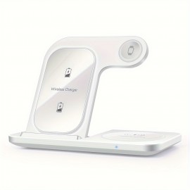 Wireless Charging Station For IPhone Multiple Devices Foldable 3 In 1 Fast Charger Station Stand Dock For IWatch Series 8, 7, 6, SE, 5, 4, 3, 2, Airpods Pro 3, 2, IPhone 14Pro, 14, 13, Pro Max, 13 ,12, 11 Pro, X ,Max ,XS, XR, 8