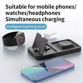 3 In 1 Wireless Charger Foldable For IPhone 14 13 12 11 X Pro Max For Apple Watch 8 7 6 5 For Airpods Fast Charging Dock Station Portable 3 In 1 Foldable Wireless Charger Stand Dock.