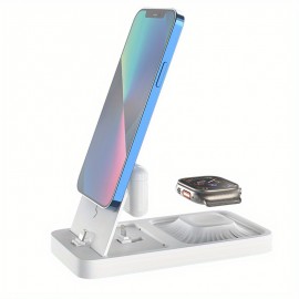 3 In 1 Wireless Charger Foldable For IPhone 14 13 12 11 X Pro Max For Apple Watch 8 7 6 5 For Airpods Fast Charging Dock Station Portable 3 In 1 Foldable Wireless Charger Stand Dock.