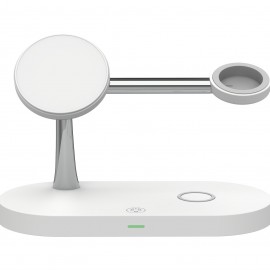 3 In 1 Magnetic Wireless Charger Stand With Night Light For IPhone 15 14 13 12 11 For IWatch 9 8 7 SE Magnet Fast Charging Station For Airpods Pro