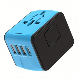Travel Adapter Worldwide, Travel Plug Adapter Worldwide With Type C 3 USB Ports And AC Socket, Universal Travel Plug Adapter For Travel, USA, UK, Italy, Australia, Canada, Germany, Black