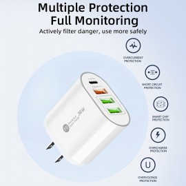 36W  Fast Charging Adaptor With 3USB + PD20w Interfaces Fast Charging  Adaptor Gift For Birthday/Easter/President's Day