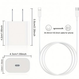 20W PD USB C Wall Charger Block Power Adapter: Get 2-Set & 3.2FT Type C Cable For Fast Charging Your IPhone!