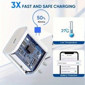 20W PD USB C Wall Charger Block Power Adapter: Get 2-Set & 3.2FT Type C Cable For Fast Charging Your IPhone!