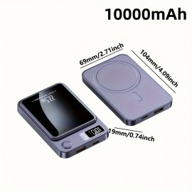 5000/10000mAh Magnetic Absorption Wireless Charging Bank 22.5W/PD20W Suitable For Iphone 15pro/14max/13/12 Android Phones (USB/Type-C) Portable Charger With LED Power Display For Outdoor Travel Emergency Backup Mobile Power Bank