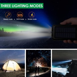 20000MAH Portable Solar Power Bank: 2 USB Charging Ports, Strong LED Light & Outdoor Emergency Use - Perfect Gift For Birthdays, Valentines, Easter & More!