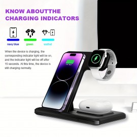 3 In 1 Wireless Charging Station For iWatch Ultra 9 8 7 6 5 4 3 2 SE Airpods Pro 3 Pro2 Multiple Devices Folding Wireless Charger Stand For iPhone 15 14 13 11 And Earlier Series