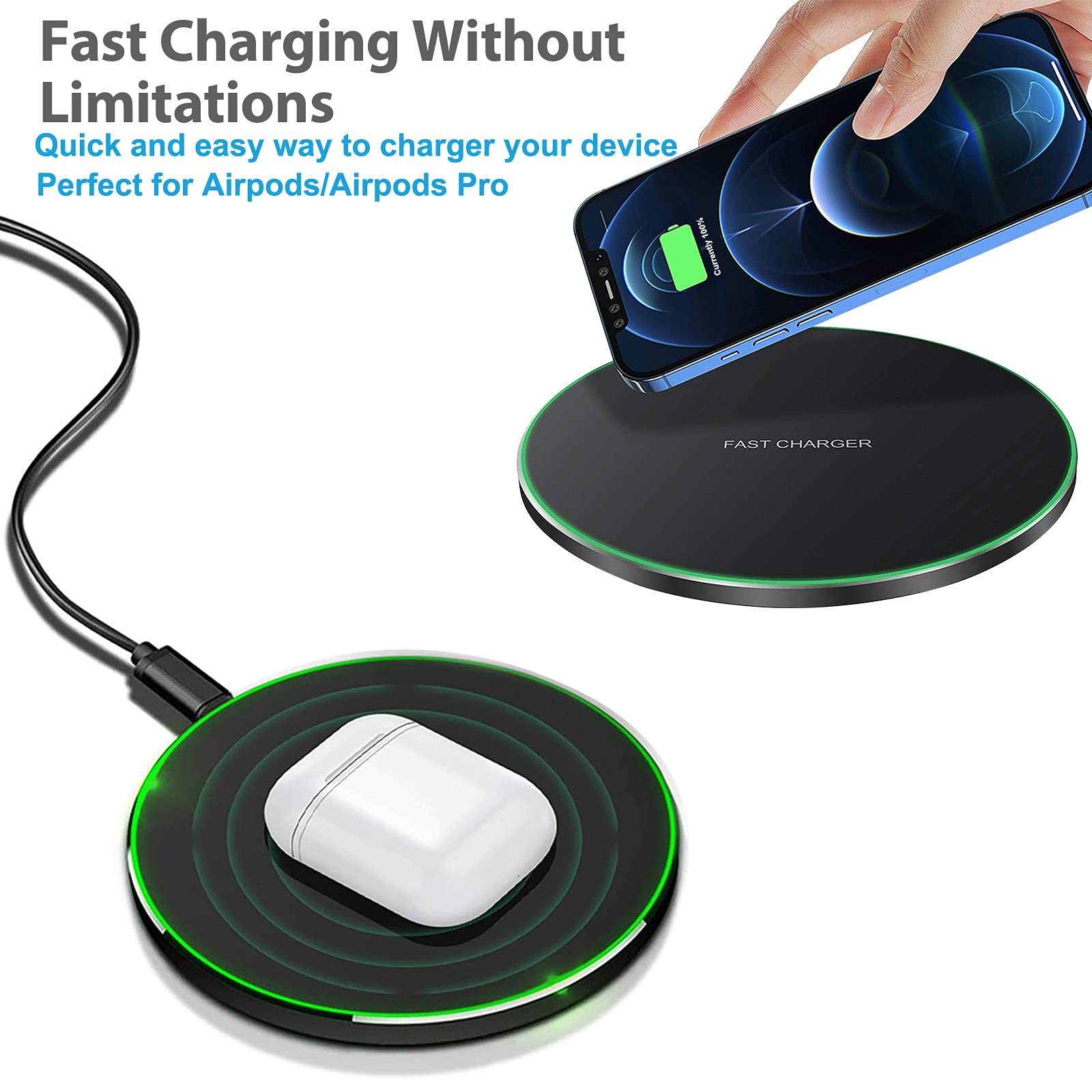 wireless charging pad for iphone for airpods for samsung galaxy more compatible with iphone 13 14 12 11 x xr for airpods 15w more details 3