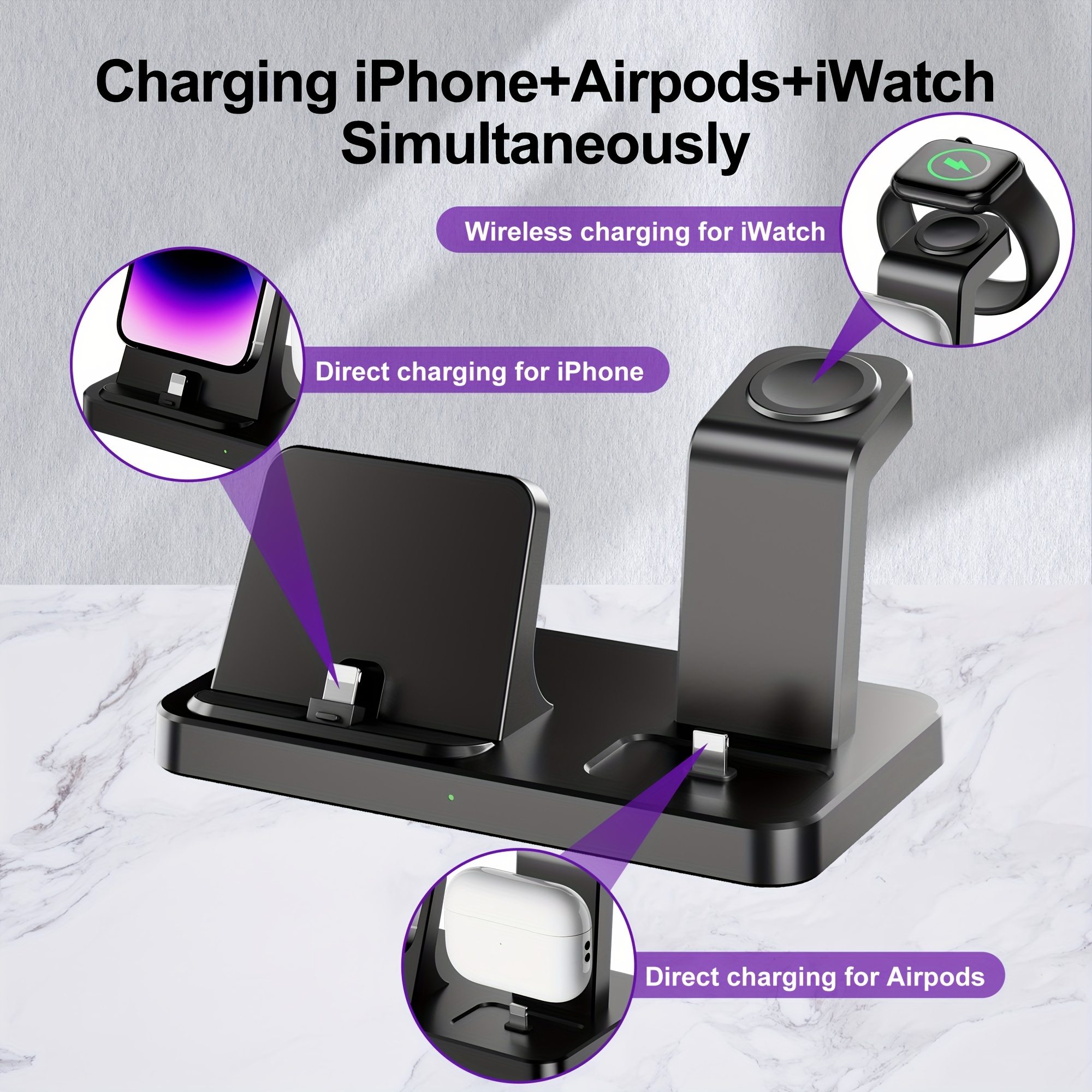 3 in 1 wireless charger stand dock charging station for watch for airpods pro 2 3 for iphone 14 13 11 xr xs x 8 7 details 3