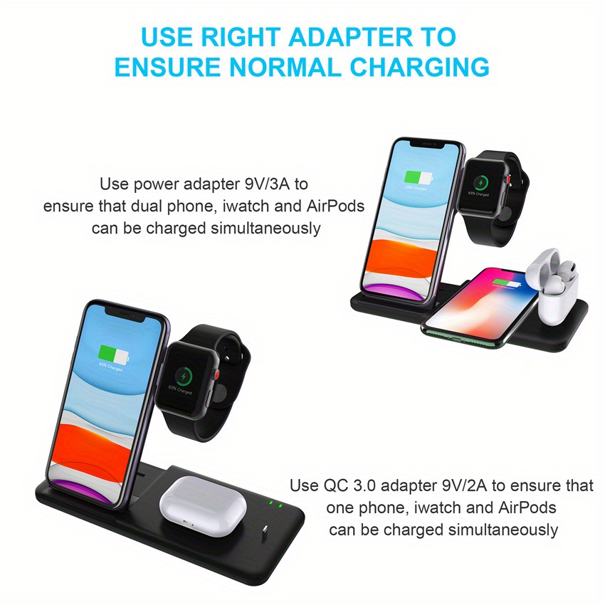 15w 4 in 1 wireless charger stand pad for iphone 14 13 12 apple watch 15w foldable fast charging dock station for airpods pro iwatch details 6