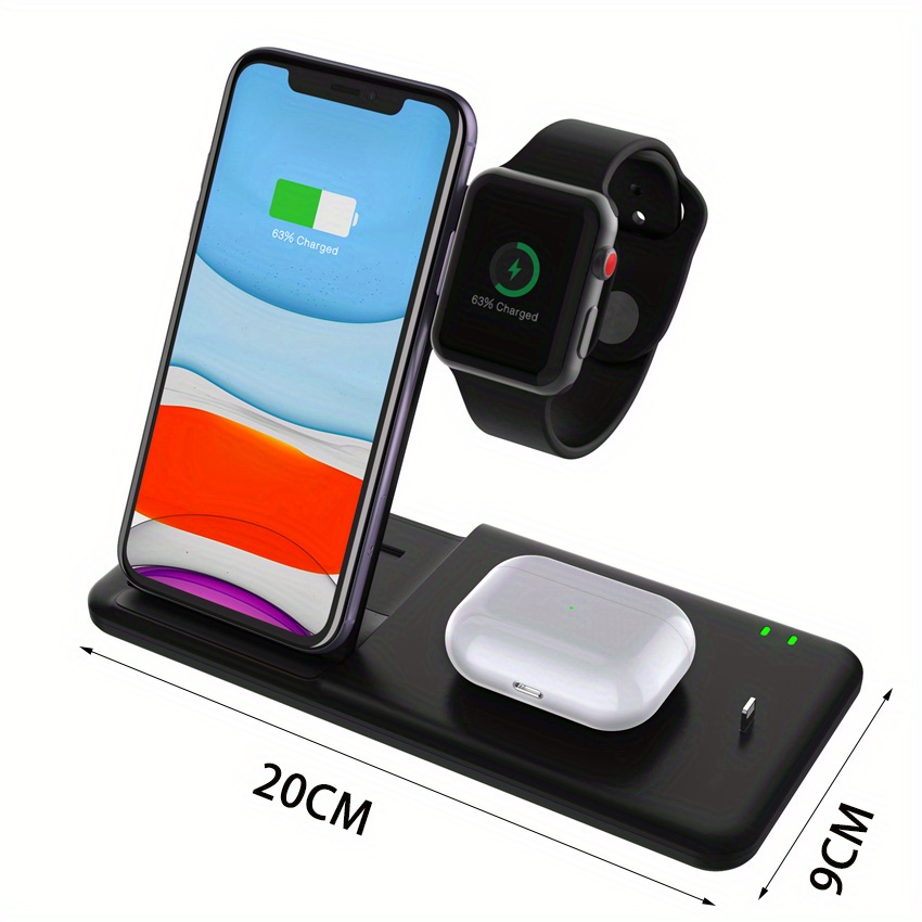 15w 4 in 1 wireless charger stand pad for iphone 14 13 12 apple watch 15w foldable fast charging dock station for airpods pro iwatch details 8