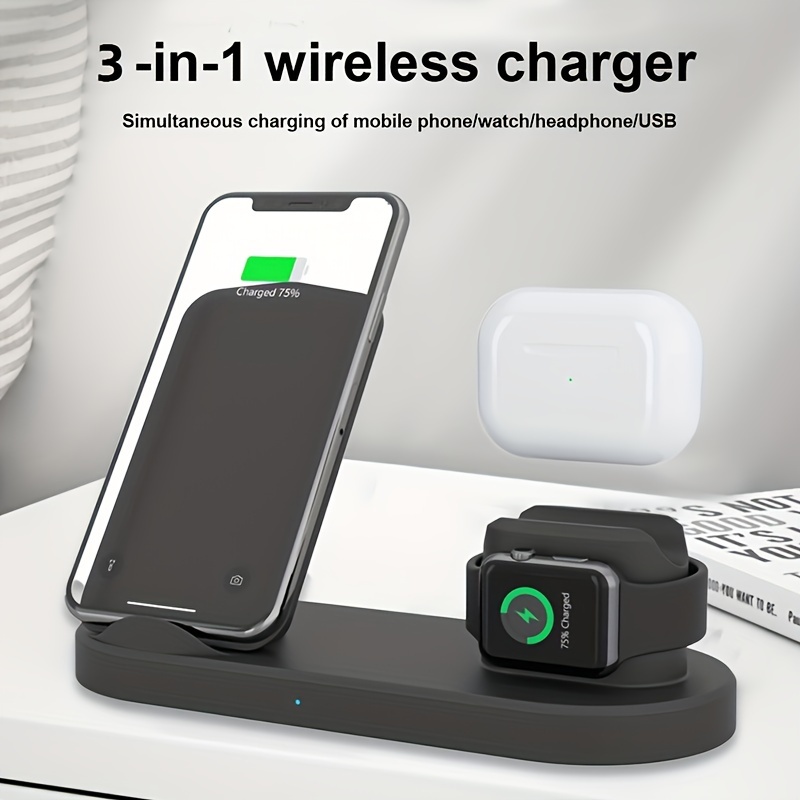 3 in 1 15w fast charging charger for mobile phones desktop stand wireless charger for watch earphone mobile phone details 0