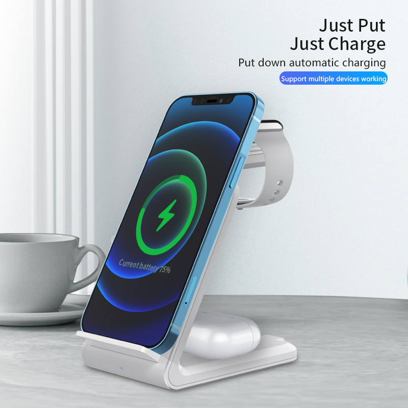 charger station for iphone multiple devices 3 in 1 fast wireless charger stand dock stand for iphone 14 13 12 11 pro x xs 8 plus apple watch series 8 7 6 se 5 4 3 2 airpods 3 2 pro for office home nice small gift for friend details 4