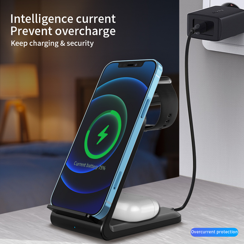 charger station for iphone multiple devices 3 in 1 fast wireless charger stand dock stand for iphone 14 13 12 11 pro x xs 8 plus apple watch series 8 7 6 se 5 4 3 2 airpods 3 2 pro for office home nice small gift for friend details 7