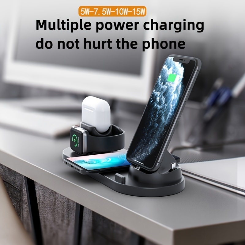 5 in 1 wireless charger bracket station type c charging stand for iphone 14 13 12 11 pro max samsung xiaomi desk chargers for watch airpods details 4