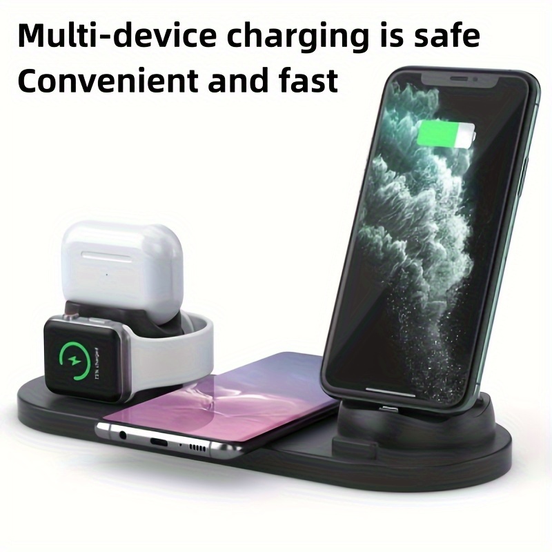 5 in 1 wireless charger bracket station type c charging stand for iphone 14 13 12 11 pro max samsung xiaomi desk chargers for watch airpods details 5