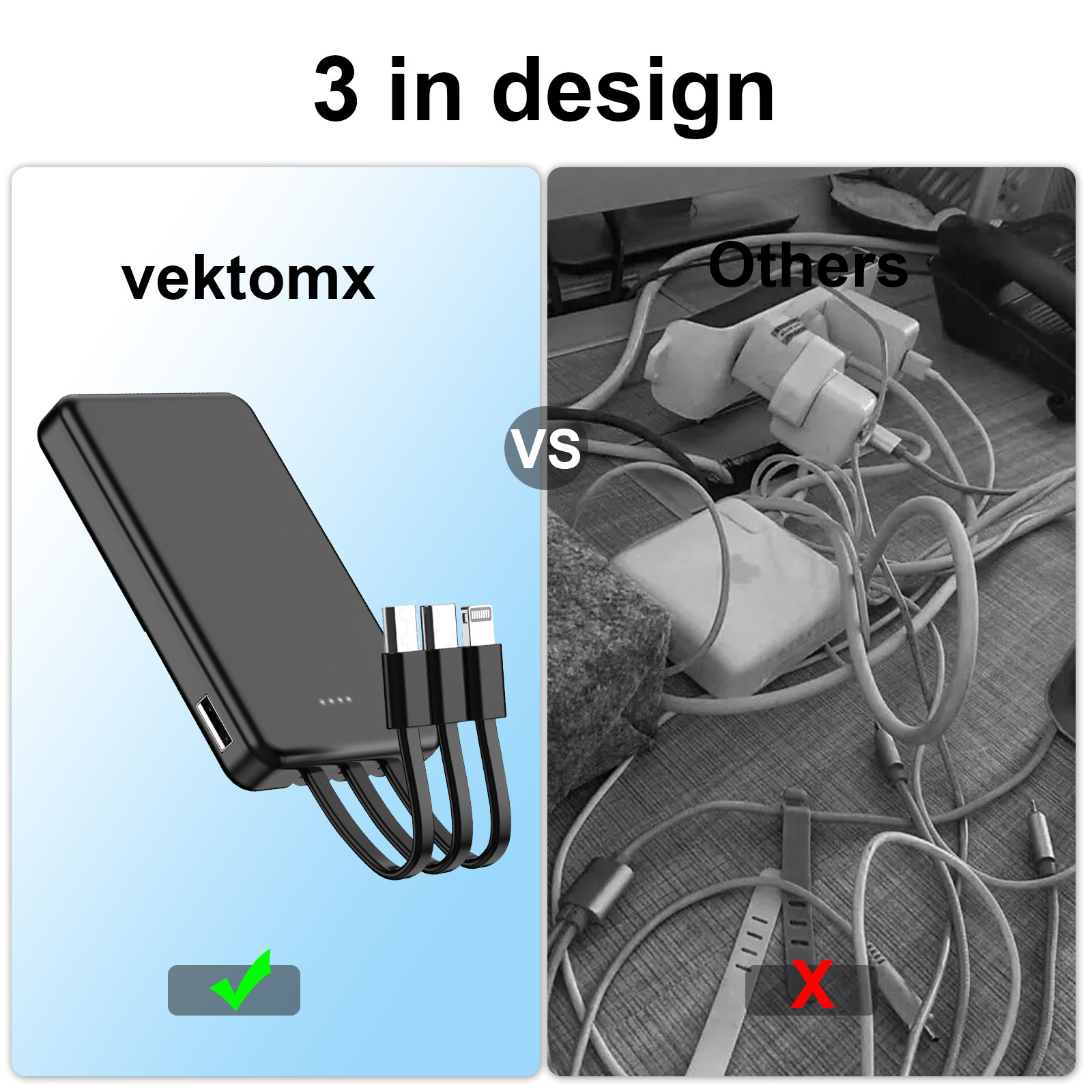 portable mobile phone charger built in cable mini mobile power supply slim and lightweight usb battery pack external mobile phone charger for samsung for iphone for ipad etc details 5